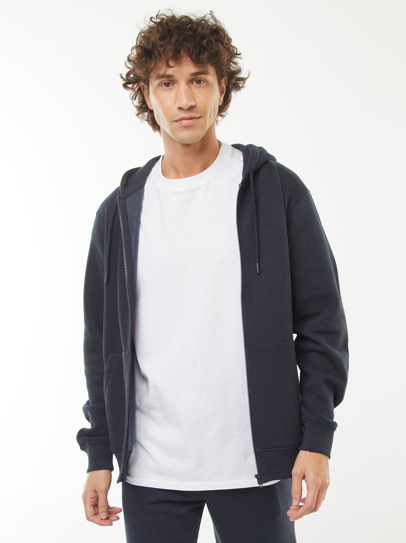 Hoodie van joggingstof met rits Blauw - Kiabi