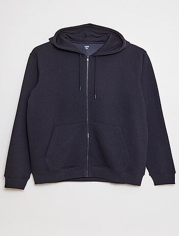 Hoodie van joggingstof met rits