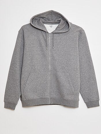 Hoodie van joggingstof met rits