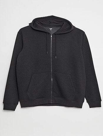 Hoodie van joggingstof met rits