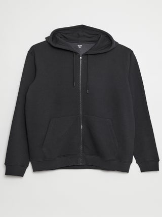 Hoodie van joggingstof met rits
