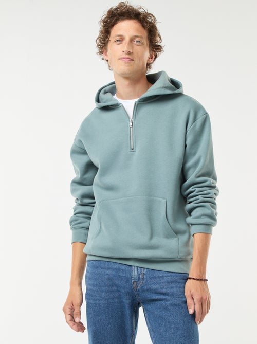 Hoodie van joggingstof met ritsje aan de hals - Kiabi