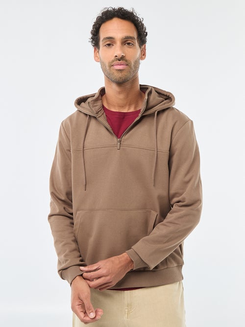 Hoodie van joggingstof met ritsje aan de hals - Kiabi