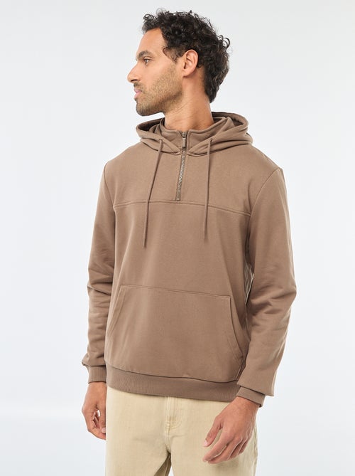 Hoodie van joggingstof met ritsje aan de hals - Kiabi
