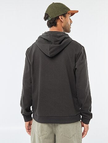 Hoodie van joggingstof met ritsje aan de hals