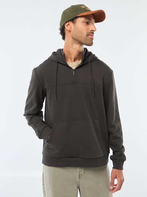 Hoodie van joggingstof met ritsje aan de hals - Kiabi