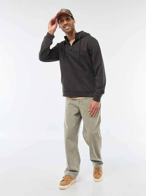 Hoodie van joggingstof met ritsje aan de hals - Kiabi