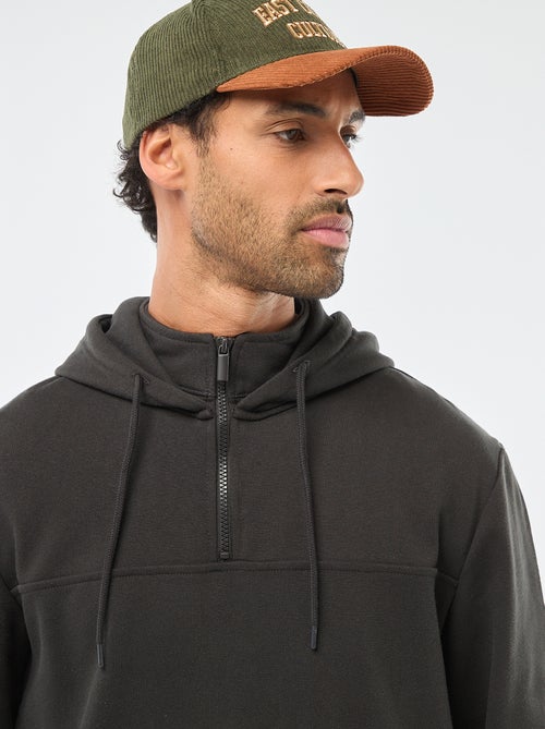 Hoodie van joggingstof met ritsje aan de hals - Kiabi