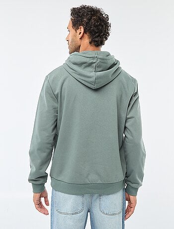 Hoodie van joggingstof met ritsje aan de hals