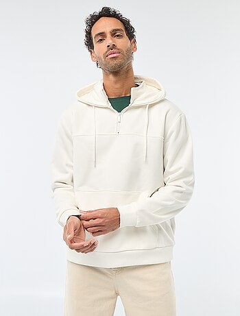 Hoodie van joggingstof met ritsje aan de hals