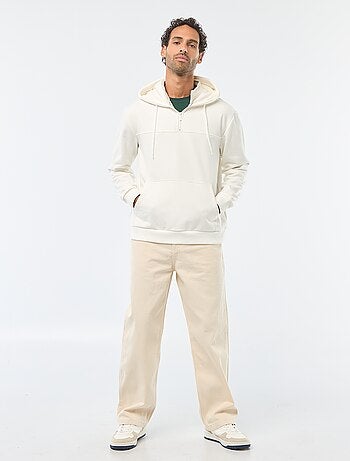 Hoodie van joggingstof met ritsje aan de hals