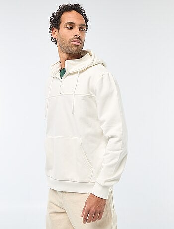 Hoodie van joggingstof met ritsje aan de hals