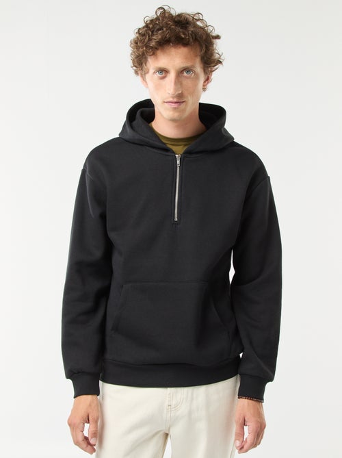Hoodie van joggingstof met ritsje aan de hals - Kiabi