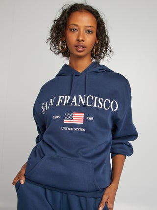 Hoodie van joggingstof met USA-print