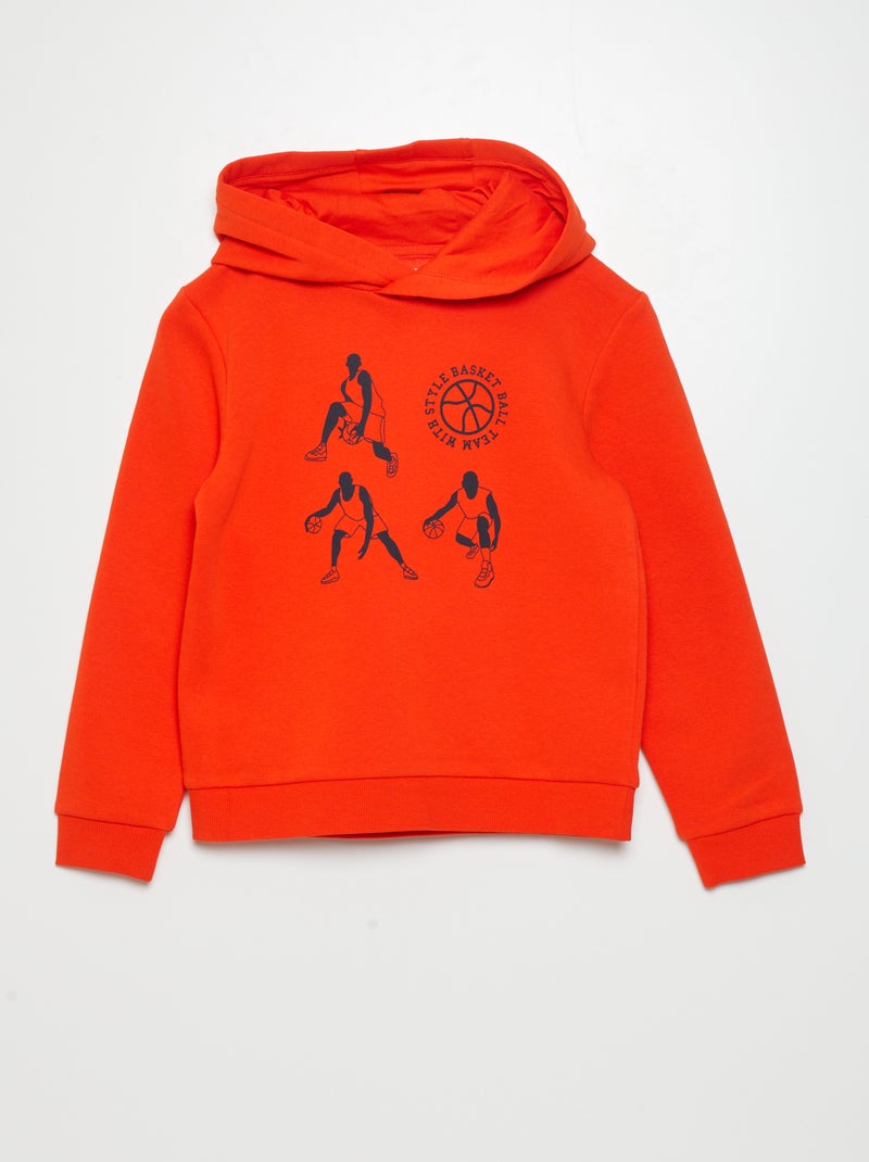 Hoodie van joggingstof ORANJE - Kiabi