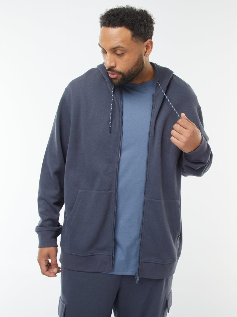 Hoodie van piquéstof met ritssluiting Blauw - Kiabi