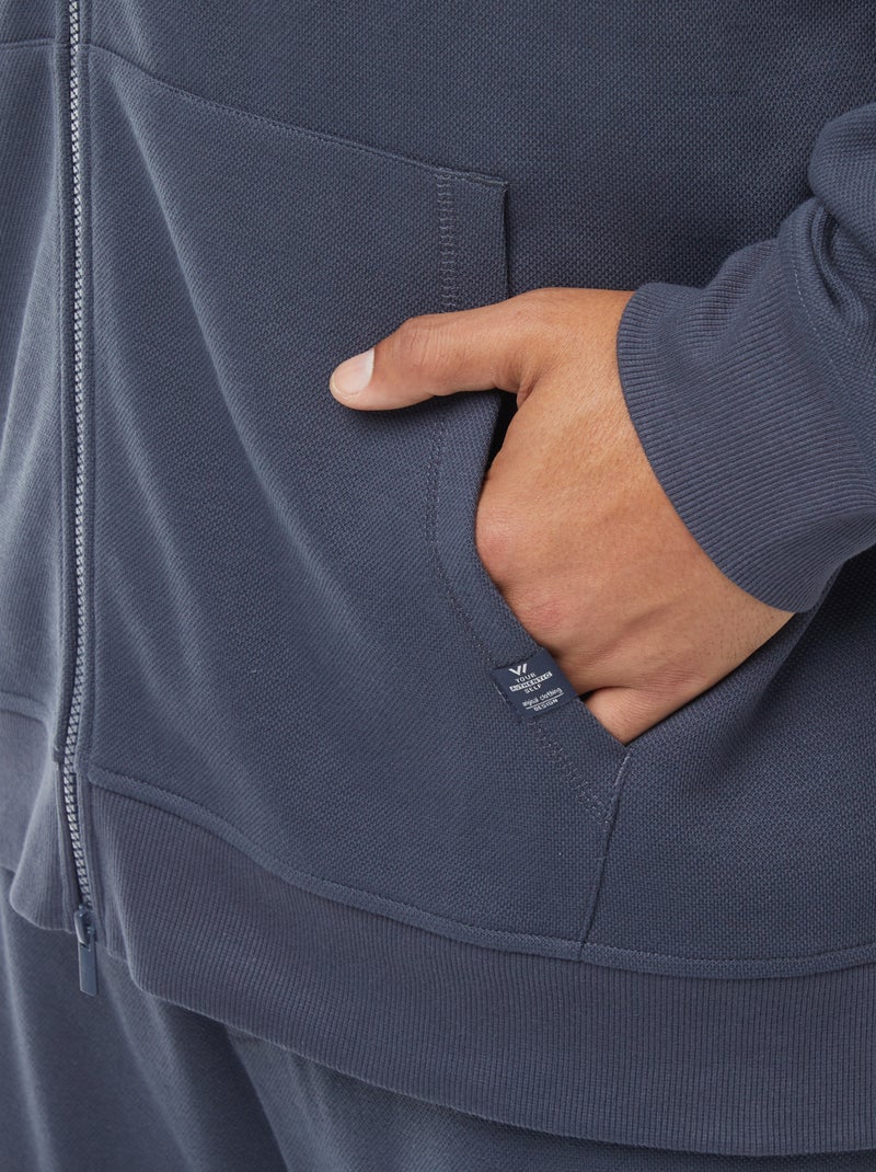 Hoodie van piquéstof met ritssluiting Blauw - Kiabi