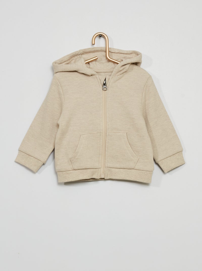 Hoodie van tricot Beige - Kiabi