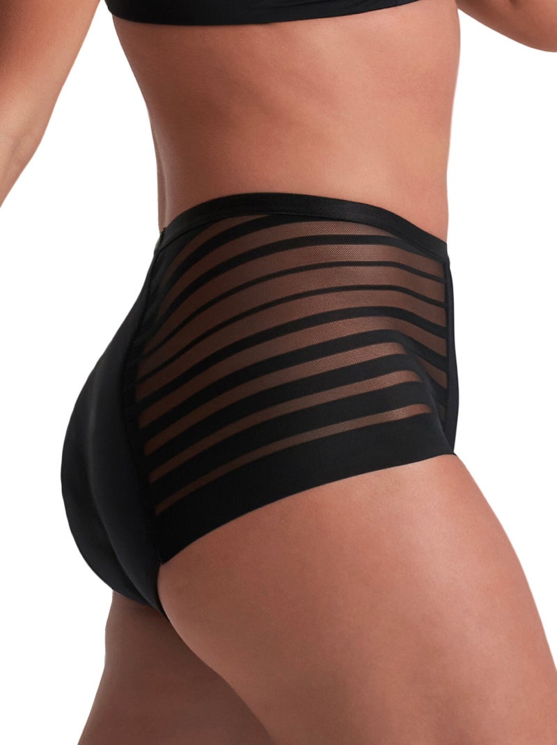 Hoog getailleerde menstruatieslip lace high flow Zwart - Kiabi