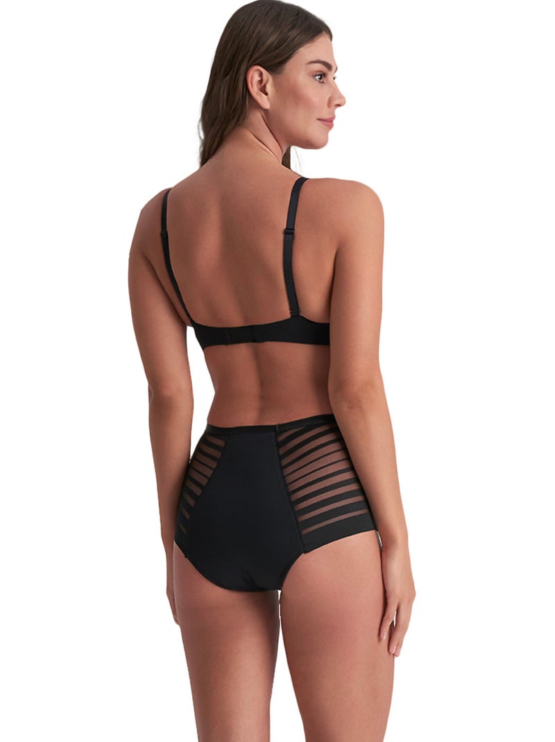 Hoog getailleerde menstruatieslip lace high flow Zwart - Kiabi