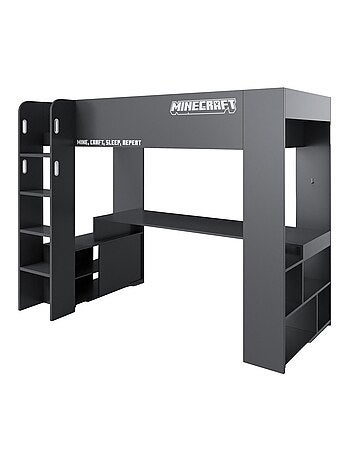 Hoogslaper 90 x 200 met bureau en LED-verlichting 'Roba' - Minecraft