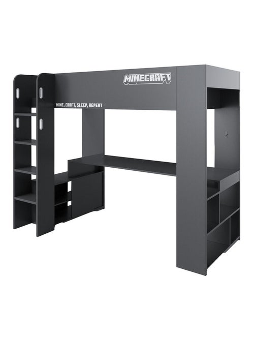Hoogslaper 90 x 200 met bureau en LED-verlichting 'Roba' - Minecraft - Kiabi