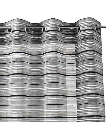 Horizontaal gestreepte geweven organza voile met oogjes