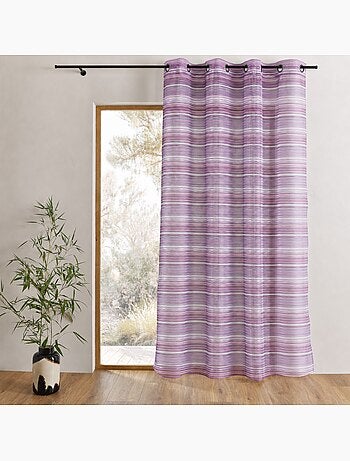 Horizontaal gestreepte geweven organza voile met oogjes