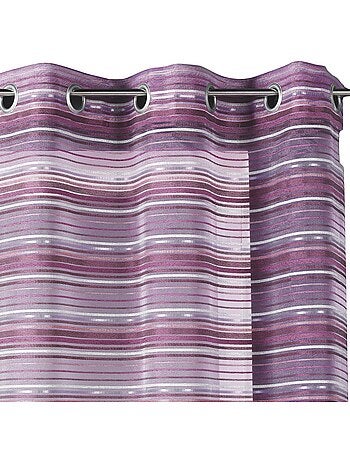 Horizontaal gestreepte geweven organza voile met oogjes