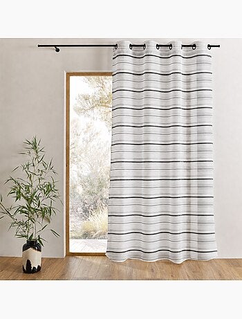 Horizontaal gestreepte geweven organza voile met oogjes