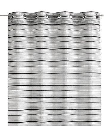 Horizontaal gestreepte geweven organza voile met oogjes