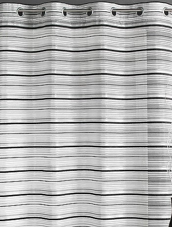 Horizontaal gestreepte geweven organza voile met oogjes