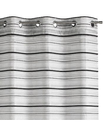 Horizontaal gestreepte geweven organza voile met oogjes