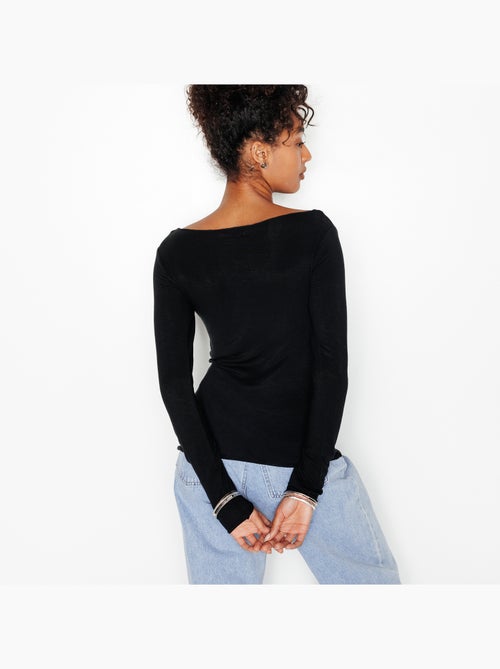 Hortense t-shirt lange mouwen zwart - Kiabi Hortense t-shirt lange mouwen zwart - Kiabi