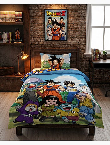 Housse Couette Dragon Ball 140x200cm + Taie 65x65cm – Goku Vegeta – Polycoton – Licence Officielle
