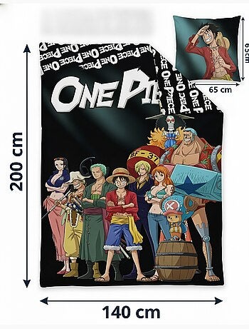 Housse Couette One Piece 140x200cm + Taie 65x65cm – Équipage Chapeau de Paille – Polycoton – Licence