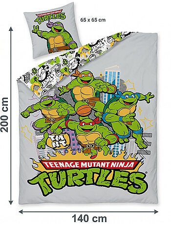 Housse Couette Tortues Ninja TMNT 140x200cm + Taie 65x65cm – Polycoton