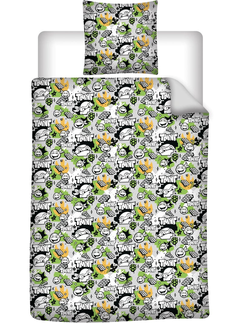 Housse Couette Tortues Ninja TMNT 140x200cm + Taie 65x65cm – Polycoton Beige gris - Kiabi
