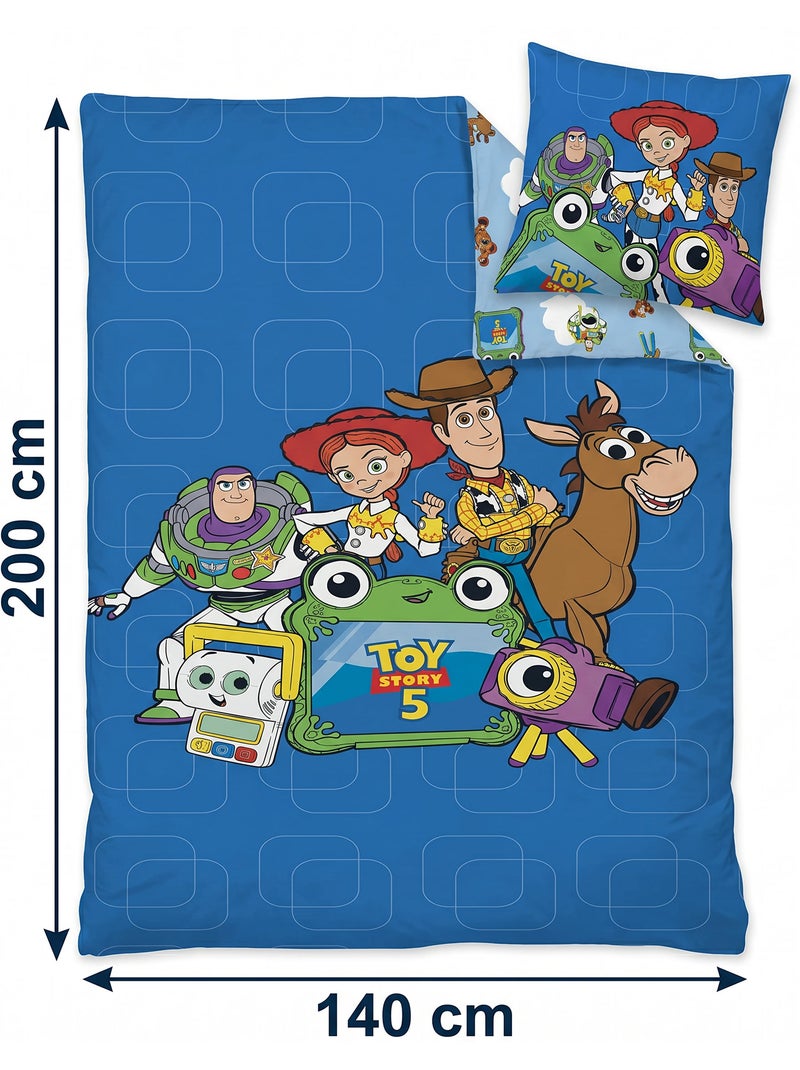Housse Couette Toy Story Disney Pixar 140x200cm + Taie 65x65cm – Buzz Jessie – Polycoton – Licence O Beige/Vert/Bleu - Kiabi