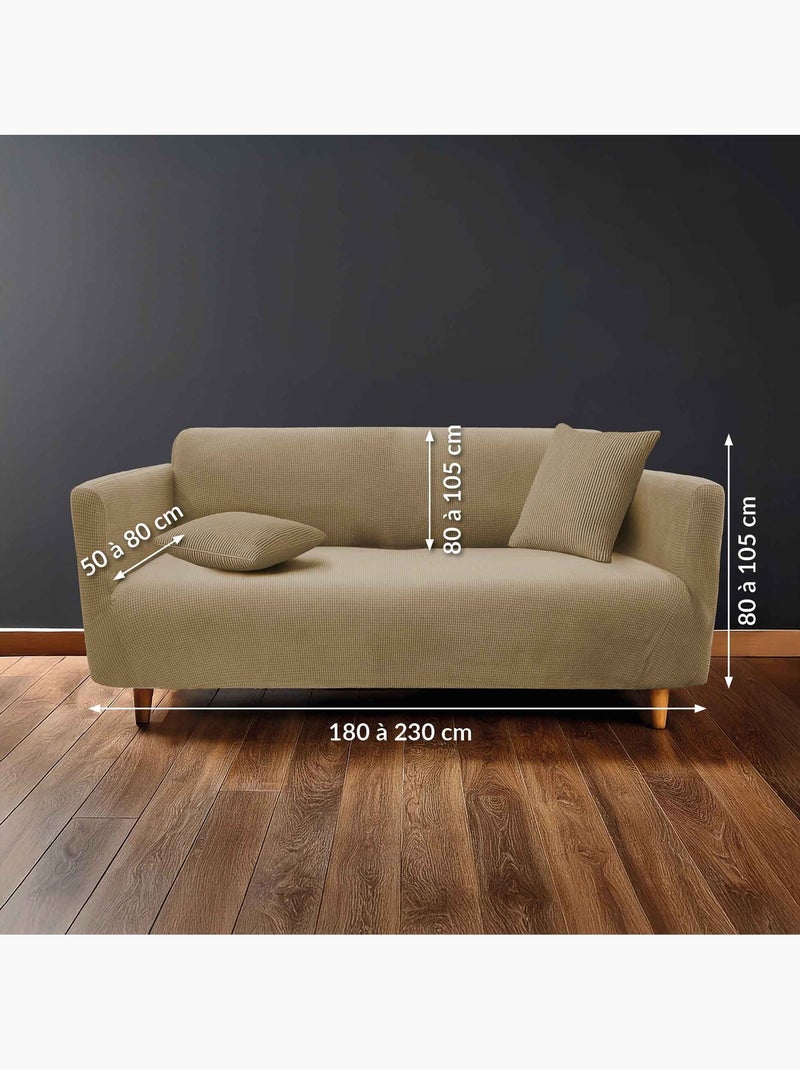 Housse de canapé extensible gaufrée pour canapé 3 places Lin - Kiabi
