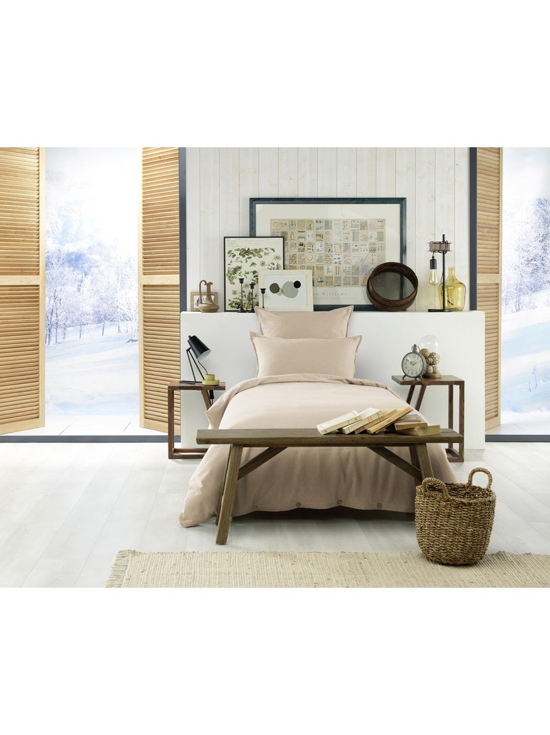 Housse de couette 1 personne - flanelle douce et chaude - candice Beige - Kiabi