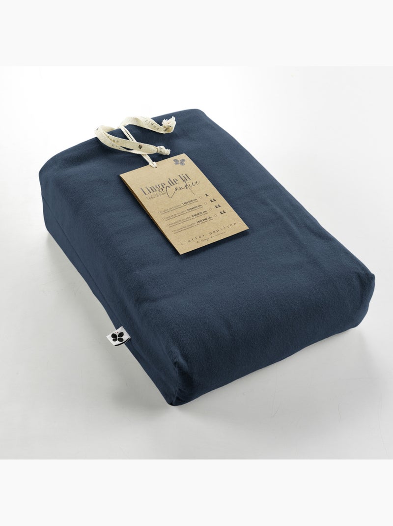 Housse de couette 1 personne - flanelle douce et chaude - candice Bleu foncé - Kiabi