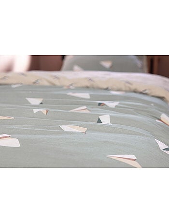 Housse de couette + 1 taie d’oreiller – coton 57 fils – petits papiers