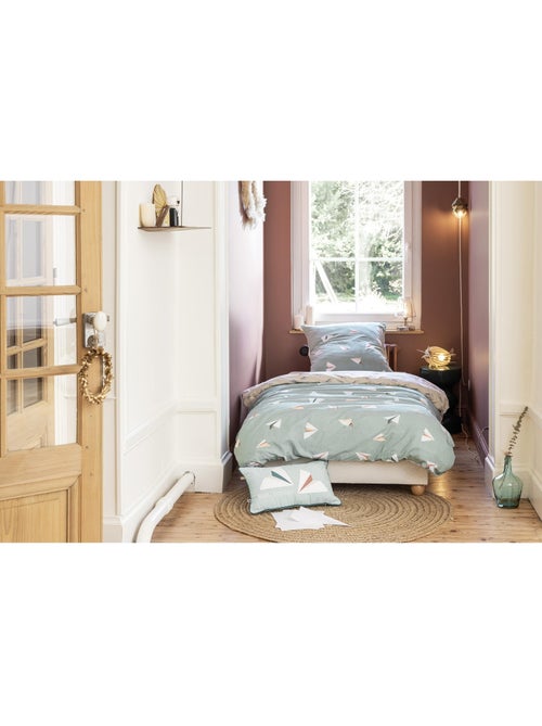 Housse de couette + 1 taie d’oreiller – coton 57 fils – petits papiers - Kiabi Housse de couette + 1 taie d’oreiller – coton 57 fils – petits papiers - Kiabi