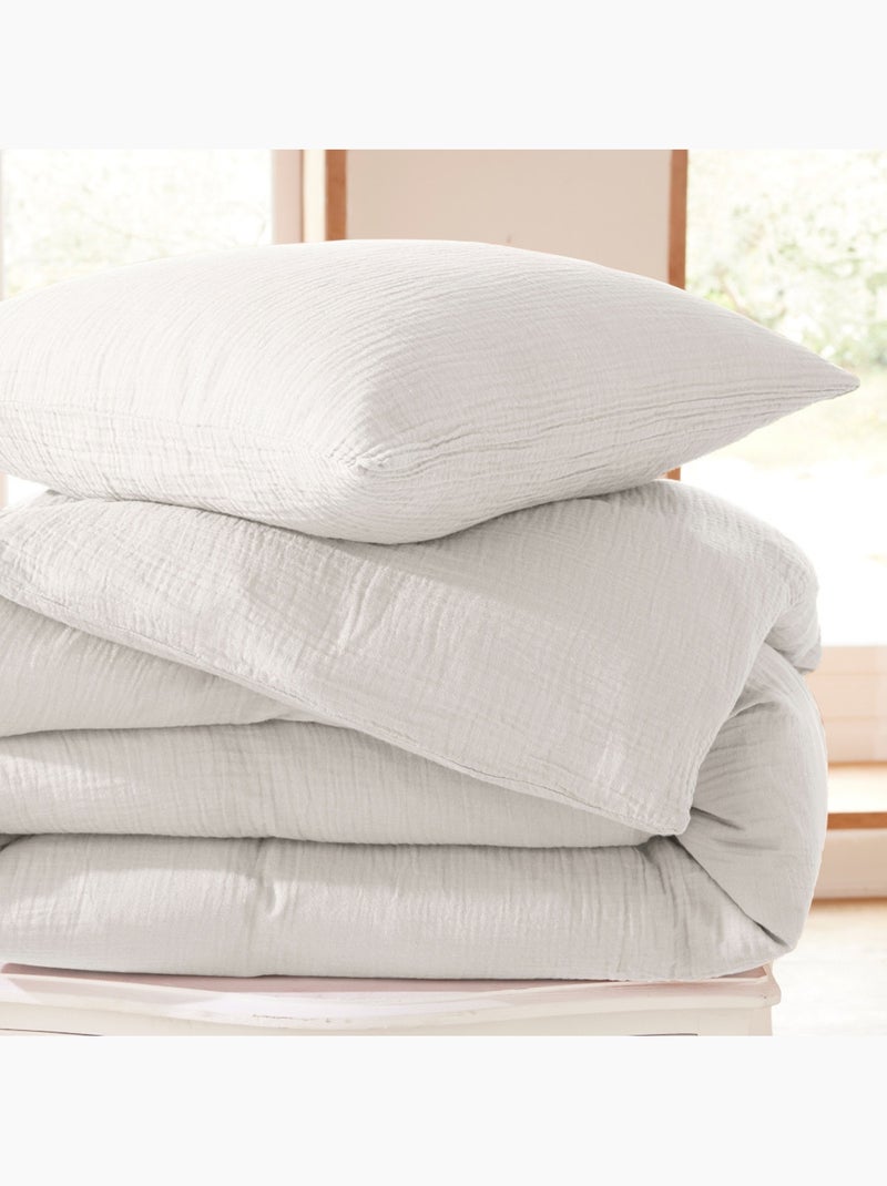 Housse de couette + 1 taie – gaze de coton – avy Blanc - Kiabi