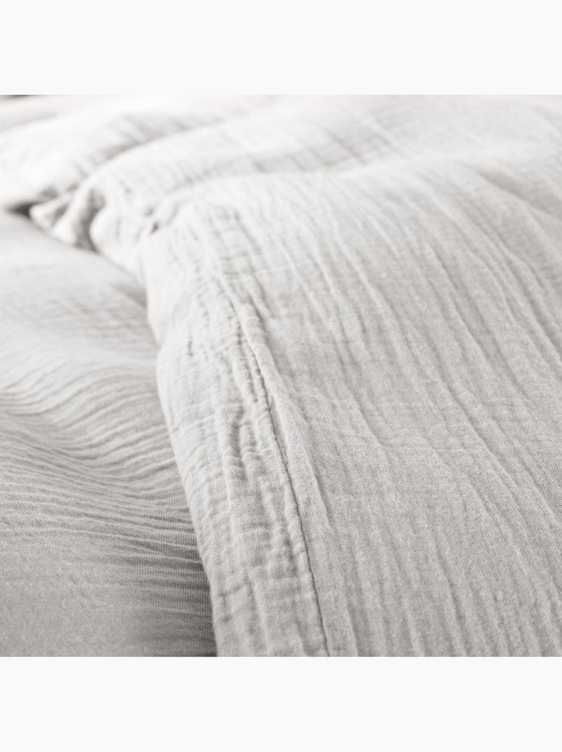 Housse de couette + 1 taie – gaze de coton – avy Gris - Kiabi