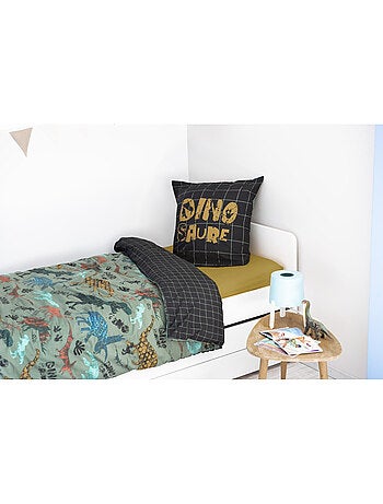 Housse de couette + 2 taies 100% coton 57 fils - dinosaures ttrias