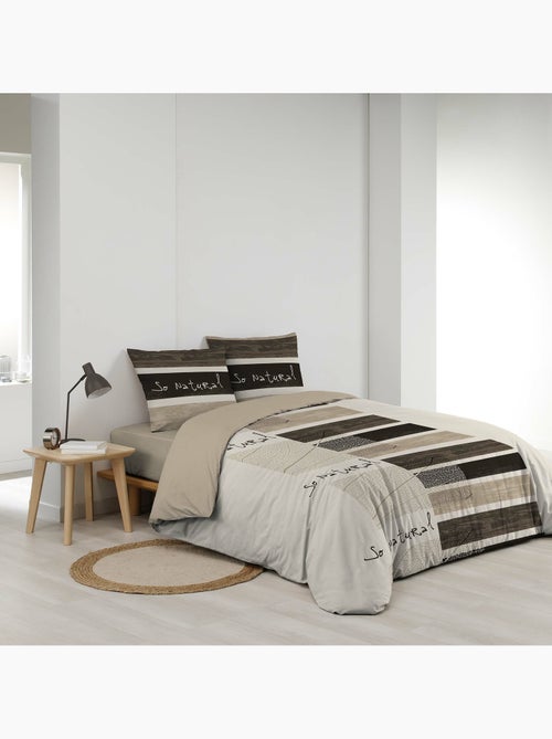 Housse de couette + 2 taies – coton 42 fils – motif so natural - Kiabi