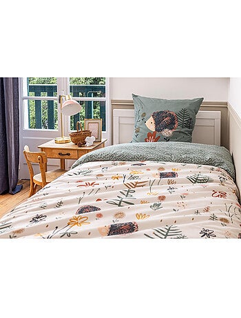 Housse de couette + 2 taies d'oreiller coton 57 fils lapin polisson