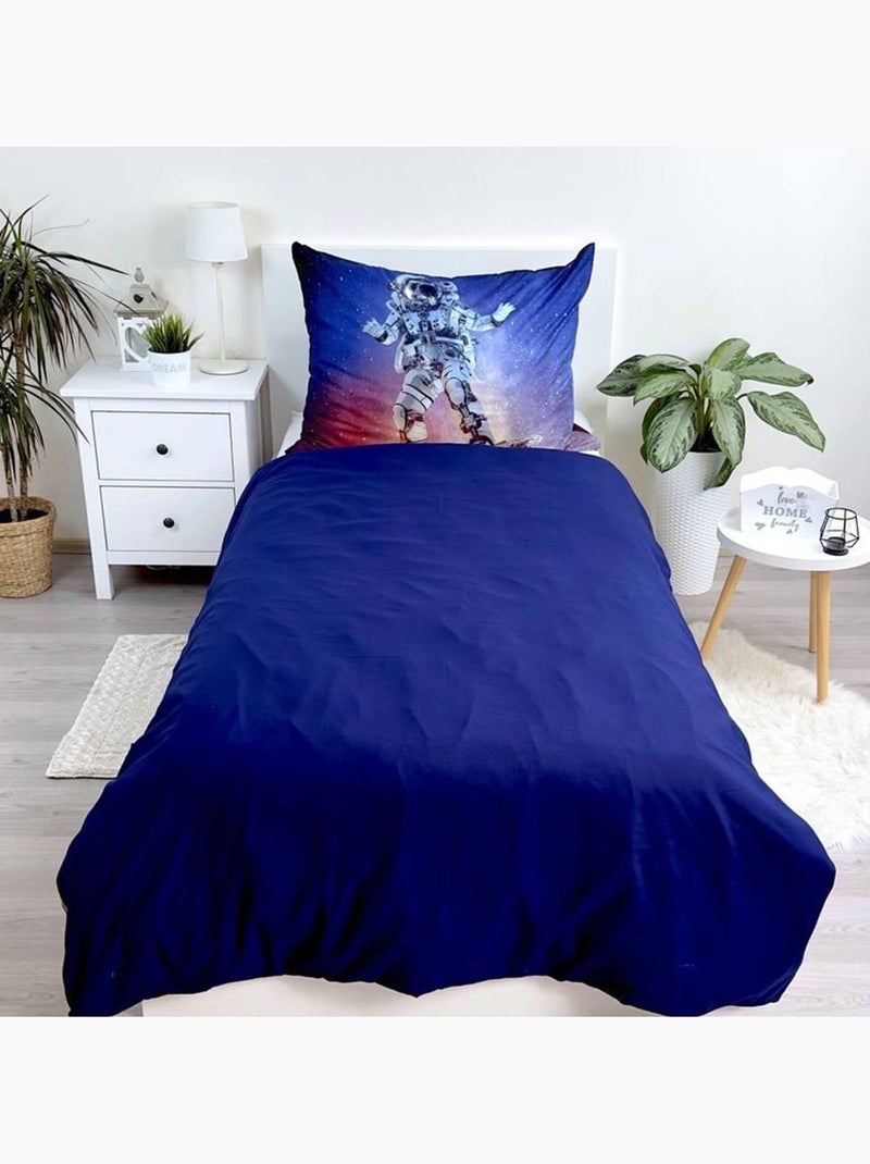 Housse de couette Astronaute 140x200 cm + taie - Ensemble literie enfant Bleu marine - Kiabi